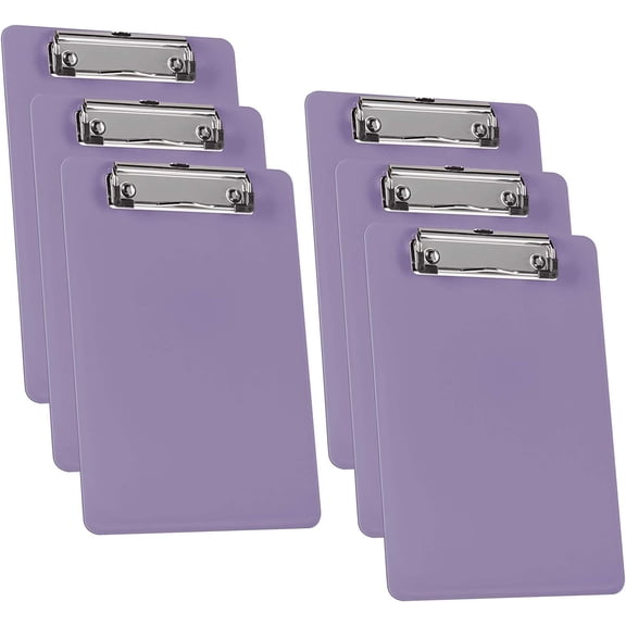 Acrimet Clipboard Memo Size A5 (9 1/4 x 6 5/16) Low Profile Clip (Plastic) (Purple Color) (6 Pack)