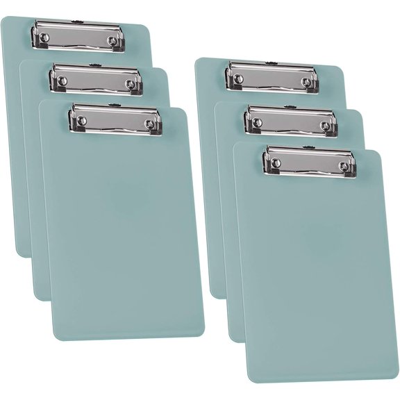 Acrimet Clipboard Memo Size A5 (9 1/4 x 6 5/16) Low Profile Clip (Plastic) (Solid Green Color) (6 Pack)