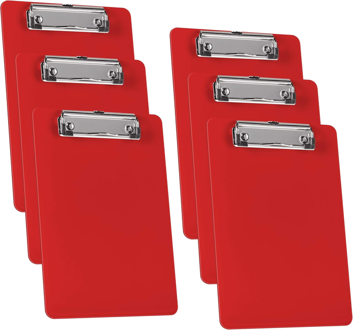 Acrimet Clipboard Memo Size A5 (9 1/4” x 6 5/16”) Low Profile Clip (Plastic) (Solid Red Color) (6 Pack)