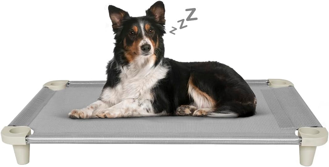 Acrimet Cooling Elevated Pet Dog Bed, Washable and Breathable Mesh Cot, Stainless Steel Frame, Indoor & Outdoor Use, fits Dogs up to 110 lbs (Size: 40” x 24”), Gray, 1 Unit
