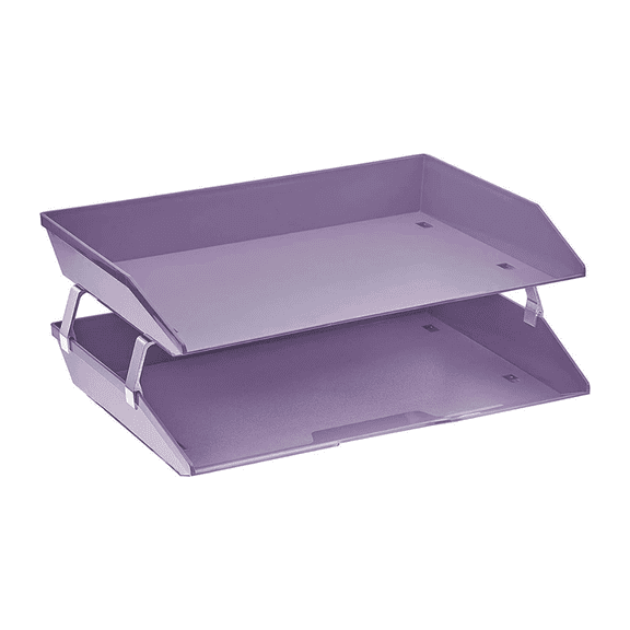 Acrimet Facility 2 Tier Letter Tray, Side Load, Letter Size/A4, Desktop File Organizer, Plastic (Solid Purple Color)