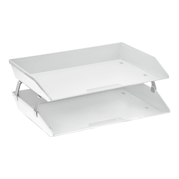 Acrimet Facility 2 Tier Letter Tray, Side Load, Letter Size/A4, Desktop File Organizer, Plastic (White Color)