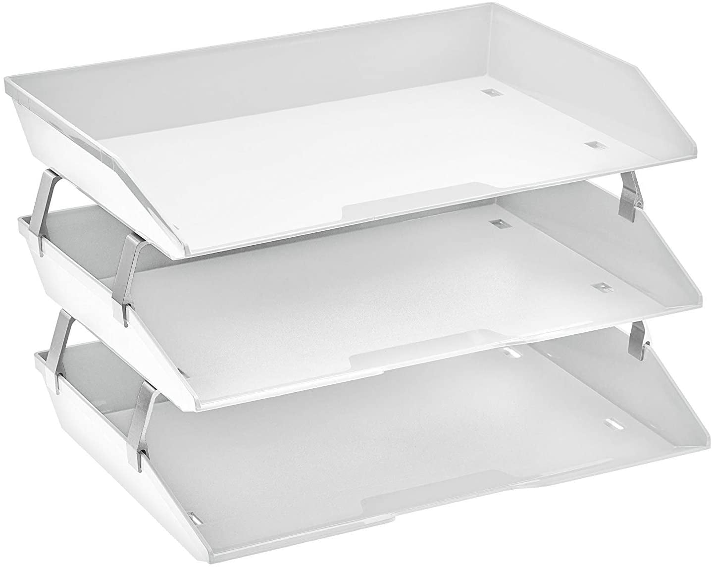 Acrimet Facility 3 Tier Letter Tray Side Load Plastic Desktop File Organizer (White Color)