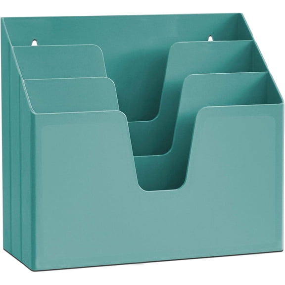 Acrimet Horizontal Triple File Folder Holder, Open Top Desktop Document Sorter for Letter Size Papers & Folders, Plastic (Solid Green)