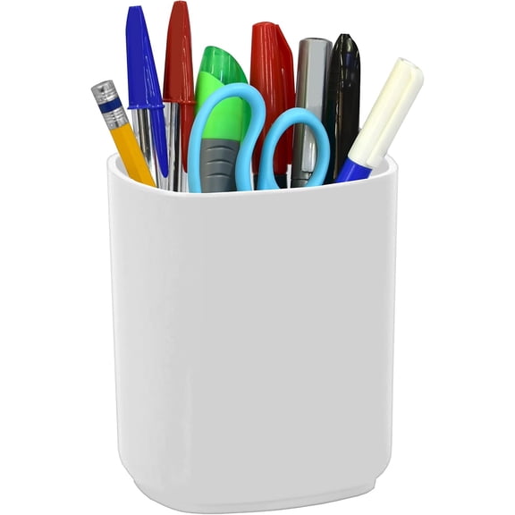 Acrimet Jumbo Pencil Holder, Pen Cup, Caddy Super-Sized Desktop Organizer for Students, Artists and Professionals (Plastic) (White Color)