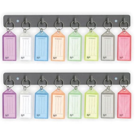 Acrimet Key Tag Rack w/ 8 Keyring Tags (2 Pack)