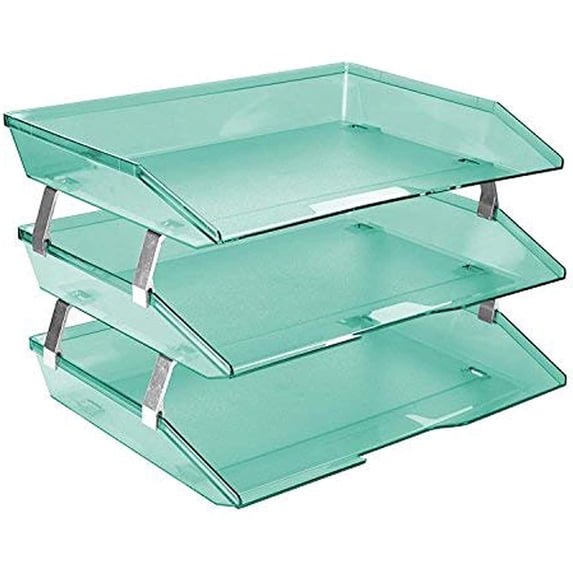 Acrimet Plastic 3-Tier Letter Size File Organizer, Clear Green