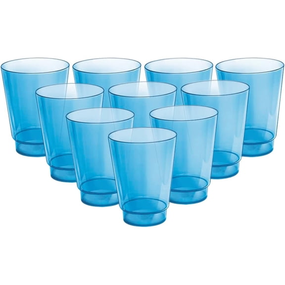 Acrimet Plastic Cup, Reusable, 10oz | 300ml, Tumbler Water, Machine Washable, Stackable Beverage Tumblers, Drinking Cup, Shatterproof, Durable (Blue Color) (Set of 10)