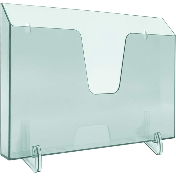 Acrimet Pocket File Holder Horizontal Design Brochure Display (for Wall Mount or Countertop Use) (Removable Supports Included) (Letter Size) (Clear Green Color)