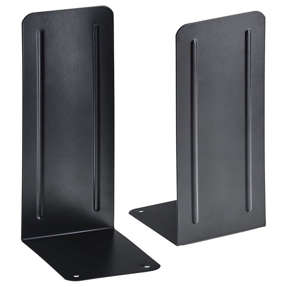 Acrimet Jumbo Premium Metal Bookends 9" (Heavy Duty) (Black Color) (1 Pair)