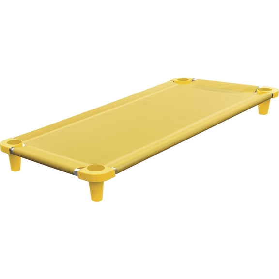 Acrimet Nap Cot for Kids, Portable Toddler Child Bed, Stackable, 52" L (Stainless Steel Tubes) (Yellow Breathable Mesh Fabric - Yellow Feet) (1 Pack)
