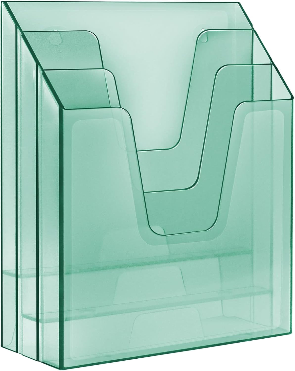 Acrimet Vertical Triple File Folder Holder Organizer, File Sorter (Plastic) (Clear Green Color)