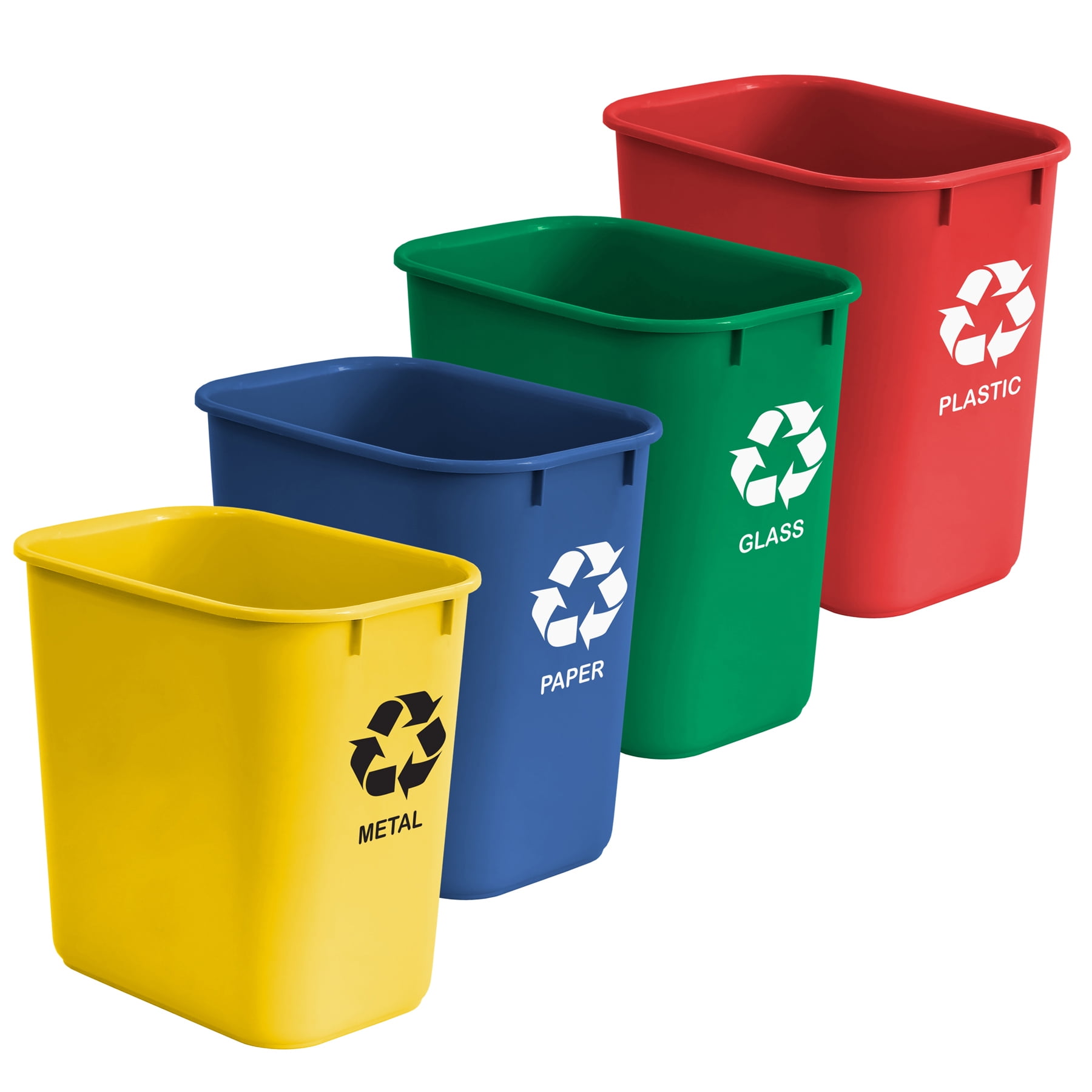 Blue 27qt Plastic Stackable Recycling Wastebasket Set