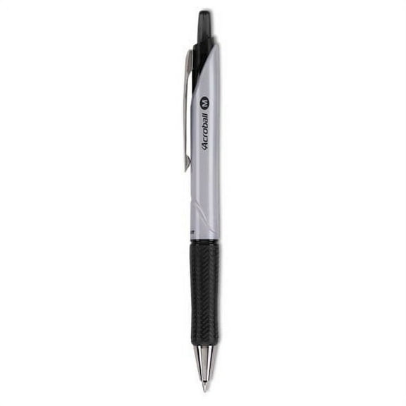Acroball Pro Advanced Ink Ballpoint Pen, Retractable, Medium 1 Mm, Black Ink, Silver Barrel, Dozen | Bundle of 2 Dozen