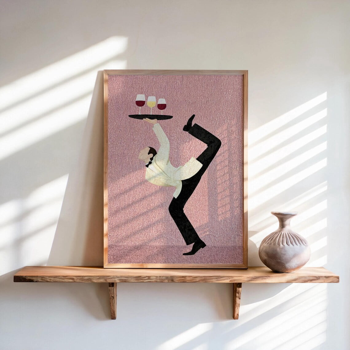 Acrobat Waiter Poster, Quirky Wine Glass, Modern Cocktail, Unique Bar ...