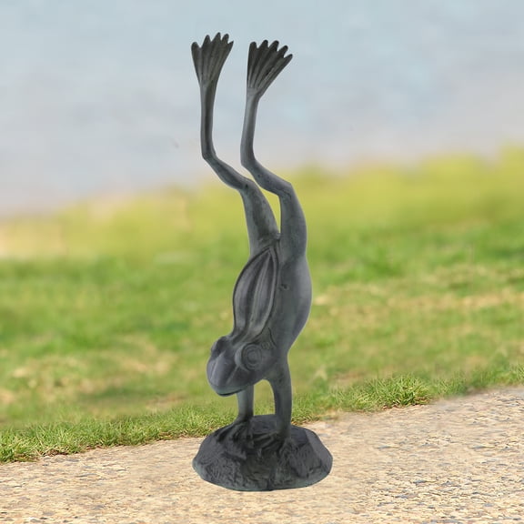 Acrobatic Frog Verdigris Green Metal Garden Sculpture