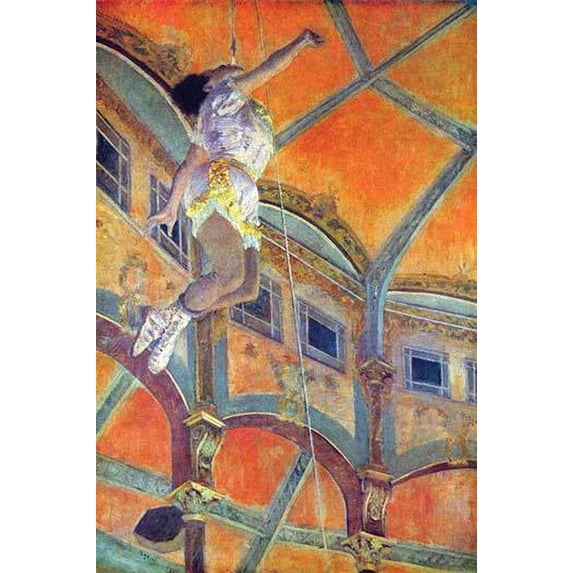 Acrobatic girl on a trapeze performing in a circus Poster Print by Edward Degas (18 x 24)