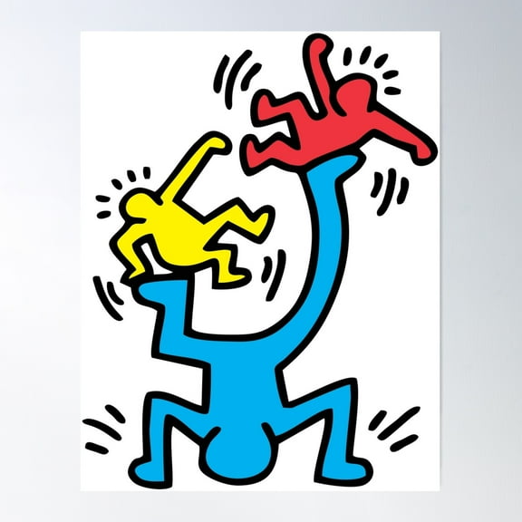 Acrobatics Human Kieth Puzzle Haring Love Art Poster Wall Art, Modern Wall Decor For Living Room Bedroom, 12x18 UNFRAMED