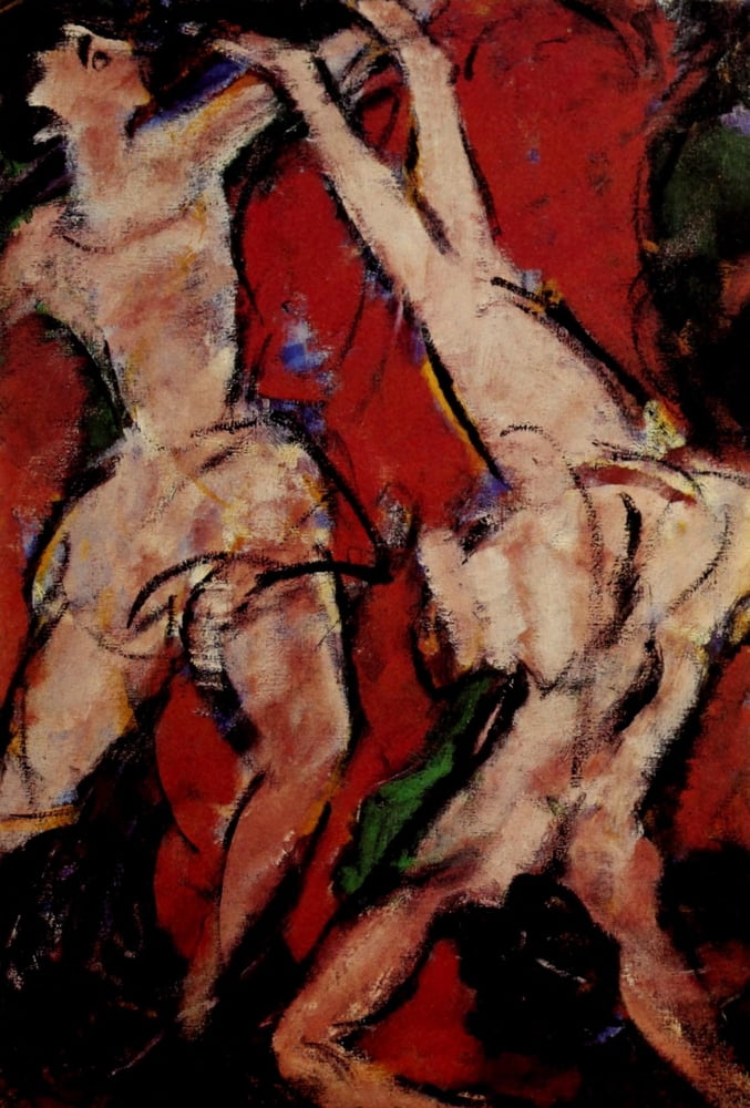 Acrobats 1916 Canvas Art - Christian Rohlfs (18 x 24)