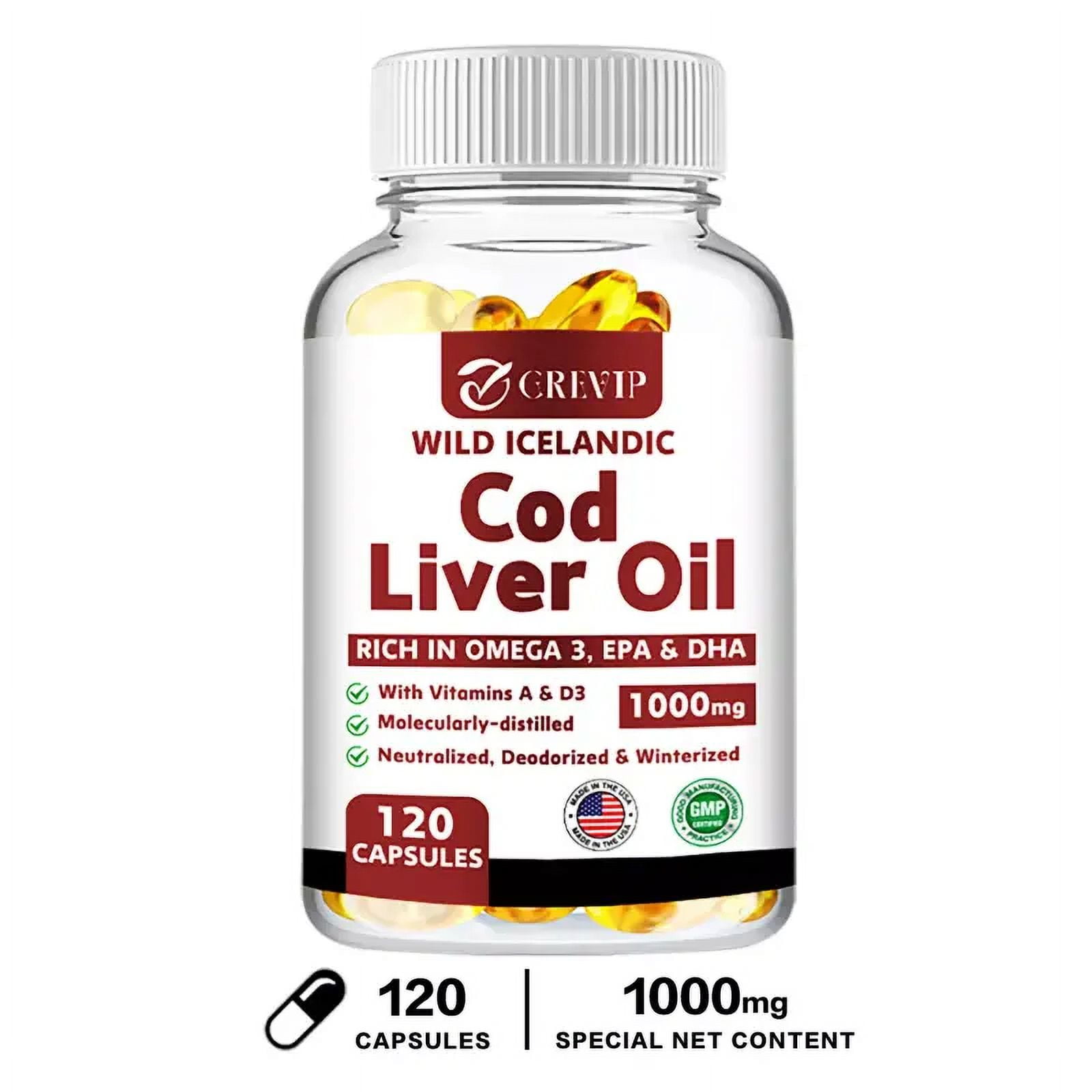 Acrolt Wild Icelandic Cod Liver Oil Omega3 EPA, DHA for Heart, Brain