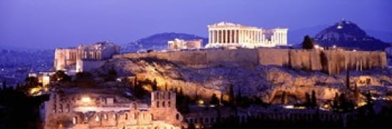 Acropolis Athens Greece Canvas Art - Panoramic Images (36 x 12)