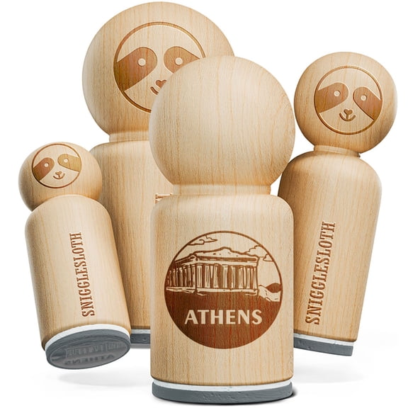 Acropolis Athens Greece Landmark Destination Circle Rubber Stamp for Stamping Crafting Planners - 1/2 Inch Mini