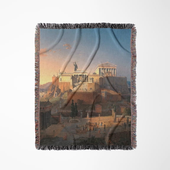 Acropolis Of Athens Art By Leo Von Klenze Greece Greek Classics, Woven Blanket