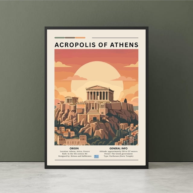 Acropolis Of Athens Historical Infographic Wall Art Print, Ancient ...