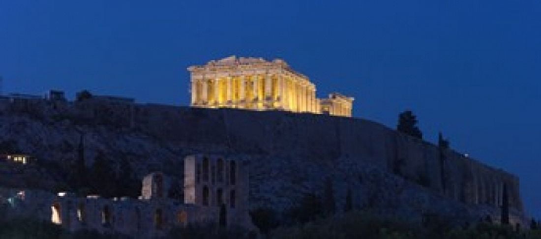 Acropolis of Athens at dusk Athens Greece Canvas Art - Panoramic Images (15 x 7)
