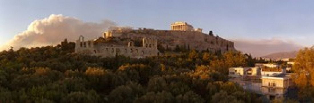 Acropolis of Athens at dusk Athens Greece Canvas Art - Panoramic Images (36 x 12)