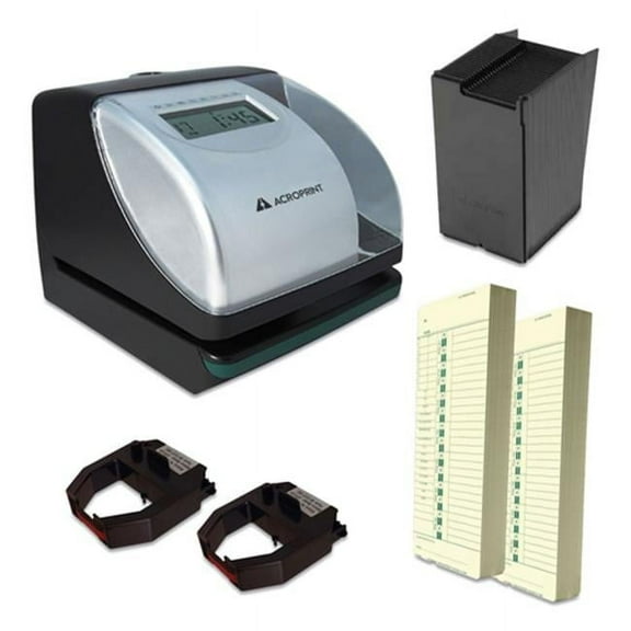 Acroprint TRB750 ES700 Time Clock & Document Stamp Bundle - Black & Silver