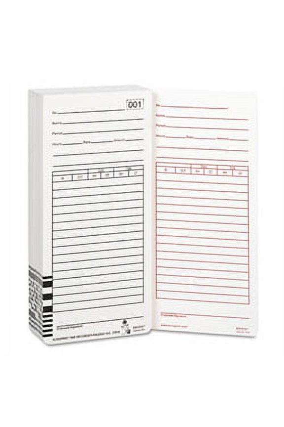 Time Card for Es1000 Electronic Totalizing Payroll Recorder, 100/Pack