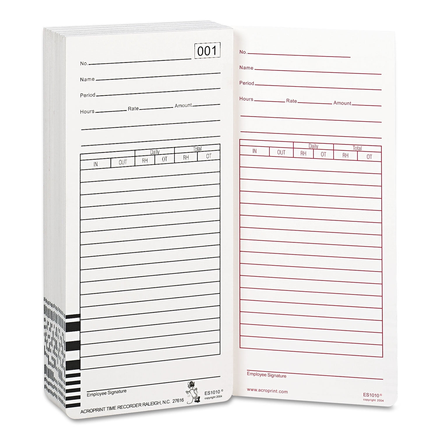 Time Clock Cards for Acroprint ES1000, Two Sides, 3.5 x 7, 100/Pack Time Clock Cards for Acroprint ES1000, Two Sides, 3.5 x 7, 100/Pack