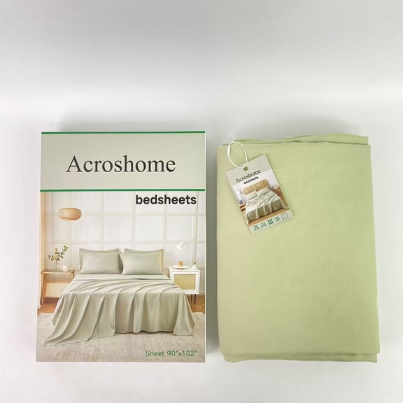 Acroshome bedsheets,Bedding 100% Cotton Fitted Thread Count 15" Deep Pockets Soft & Silky Cool Luxury Weave for Home & Hotel (Queen, Laurel Green)