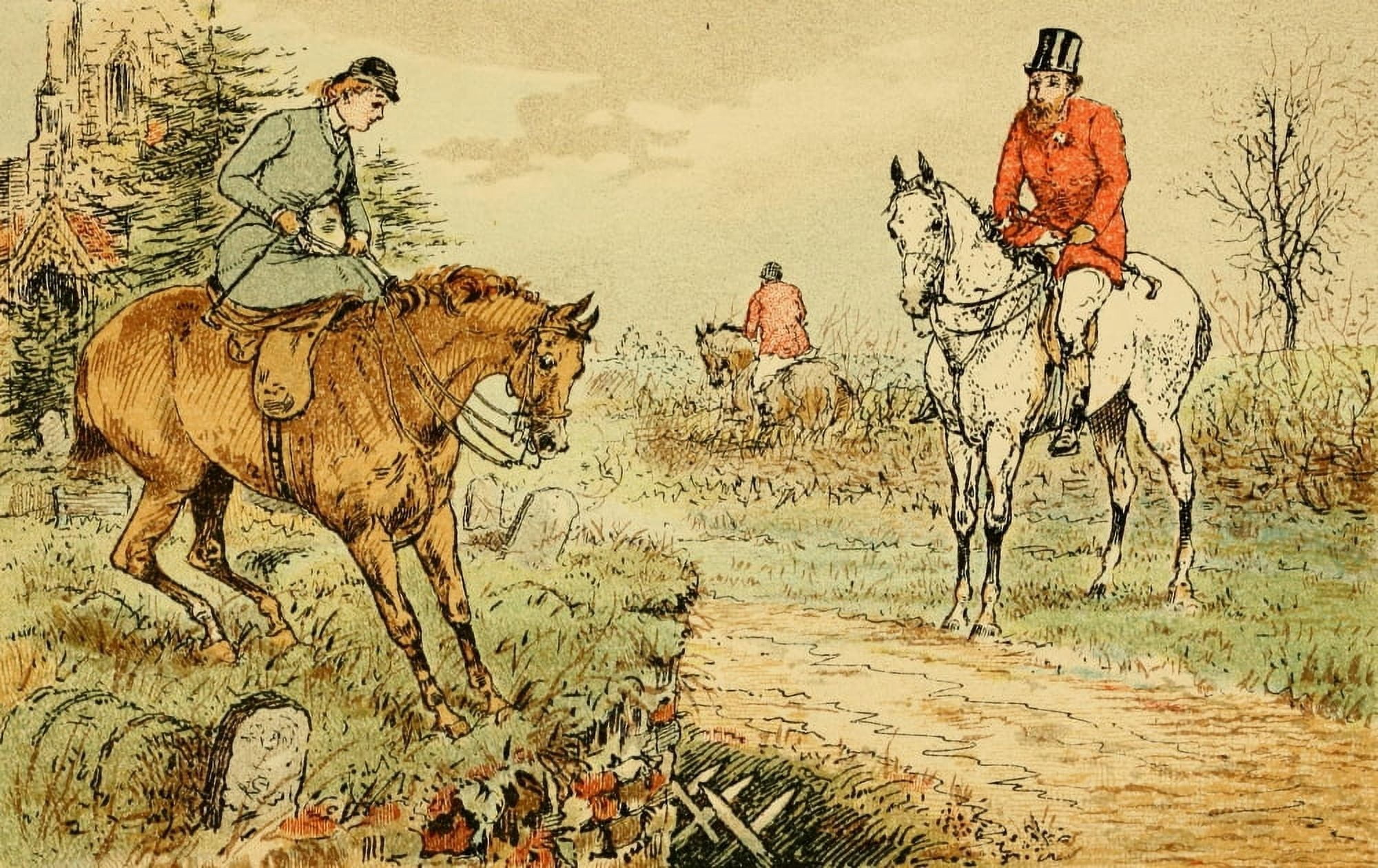 Across Country 1882 He refused to jump Canvas Art - G Bowers (18 x 24)
