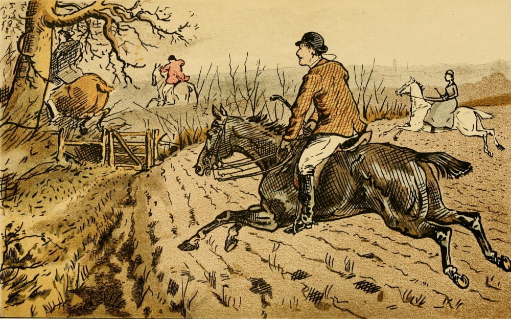 Across Country 1882 Percy rode him to hounds Canvas Art - G Bowers (18 x 24)