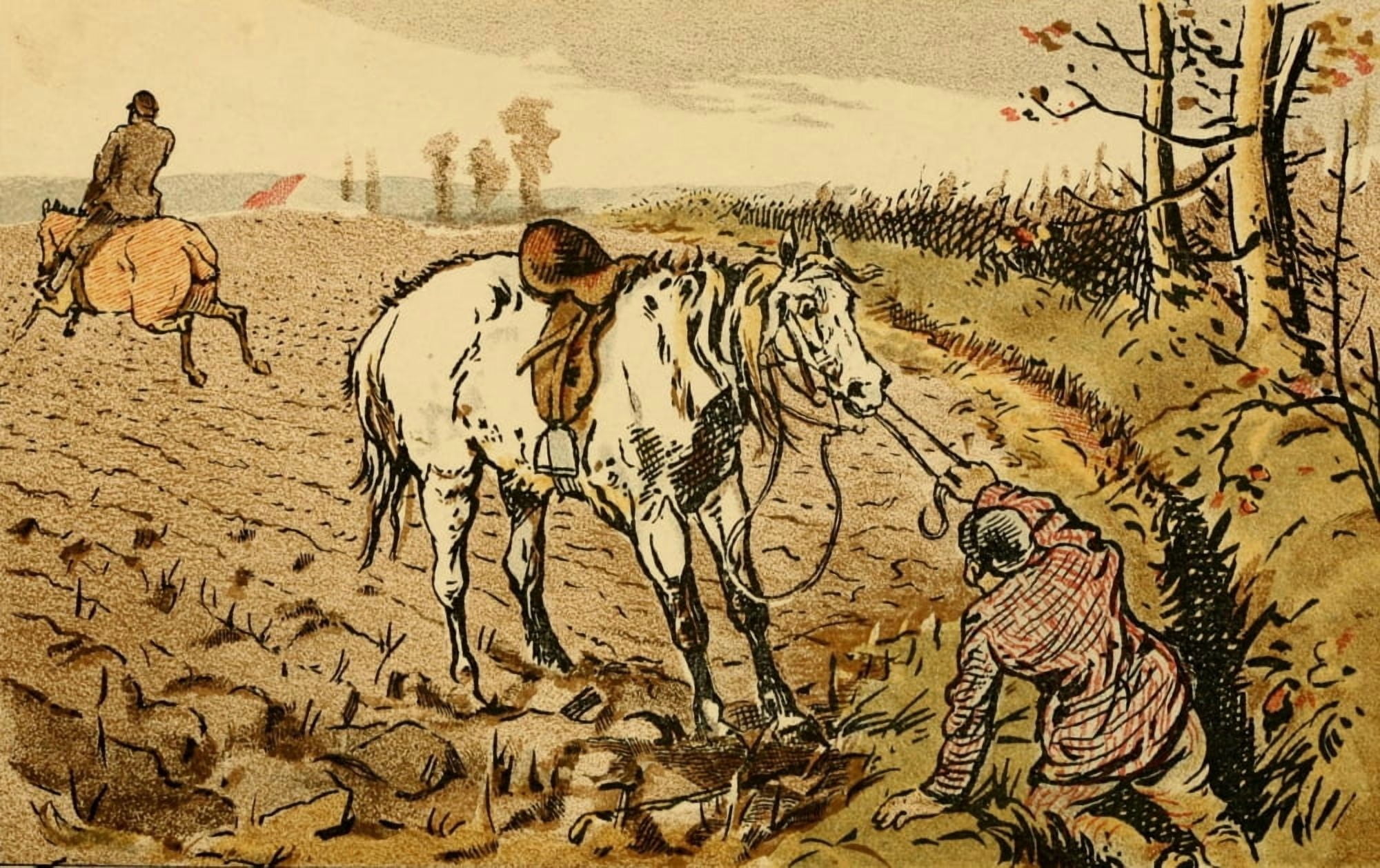 Across Country 1882 Teach him to jump bigger next time Canvas Art - G Bowers (24 x 36)