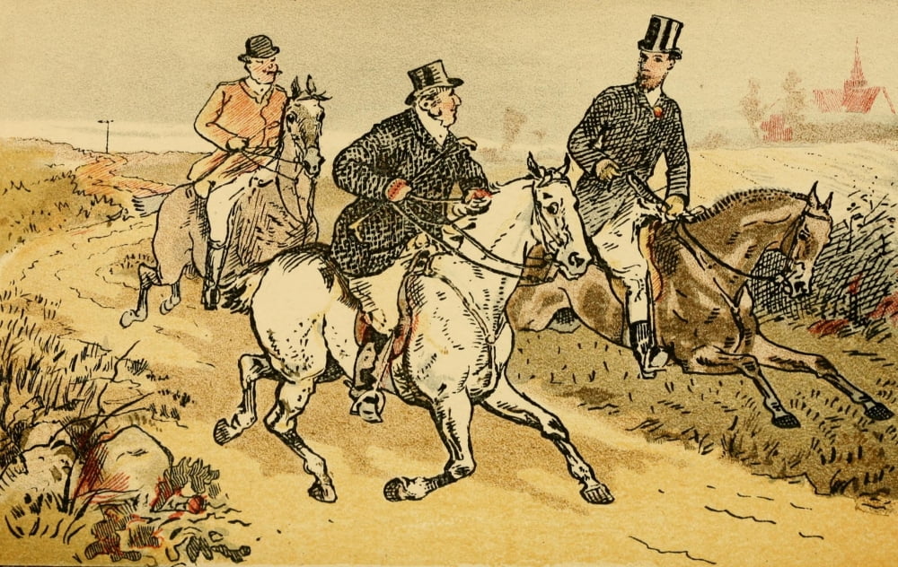 Across Country 1882 The doctor on an old grey mare Canvas Art - G Bowers (24 x 36)