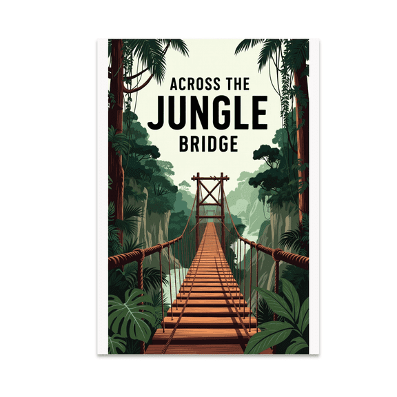 Across Jungle Bridge Adventure Art - Travel Enthusiast - 13x19 Poster Print