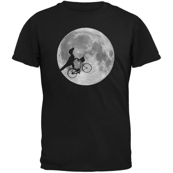 Across The Moon Dino Bike Black Adult T-Shirt - Small