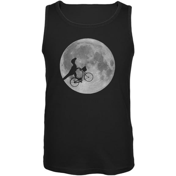Across The Moon Dino Bike Black Adult Tank Top - 2X-Large