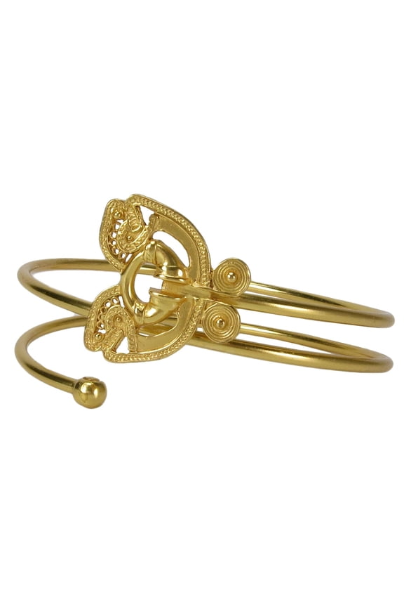 , Historical Jewelry Collection, 24K Gold Plated Pre-Columbian Butterfly Bangle Bracelet