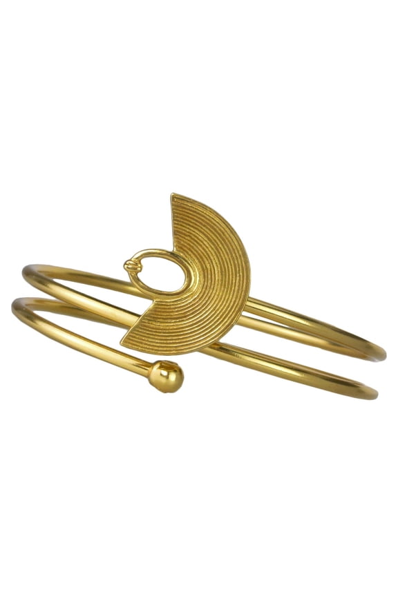 , Historical Jewelry Collection, 24K Gold Plated Pre-Columbian Sinu Bangle Bracelet