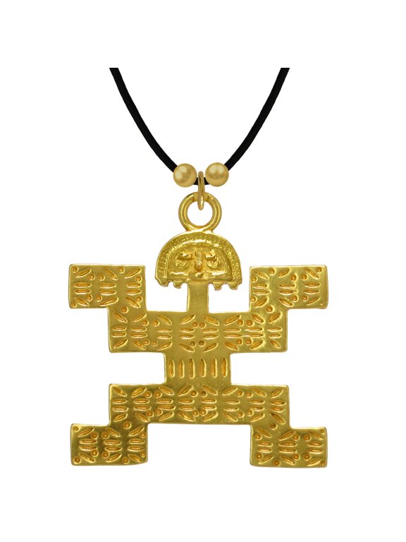 , Historical Jewelry Collection, 24k Gold Plated Pre-Columbian Tolima Breastplate Pendant (XL) Necklace