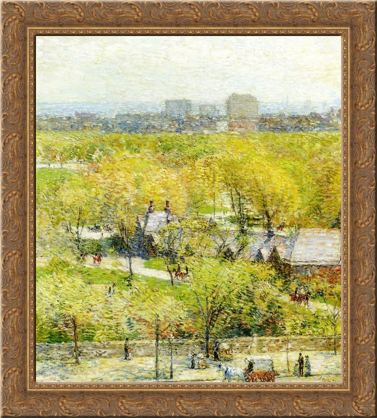 Across the Park 24x20 Gold Ornate Wood Framed Canvas Art by Childe ...