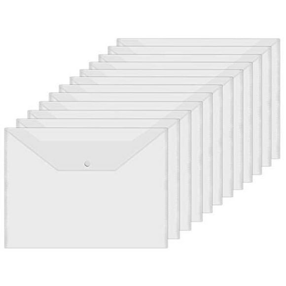 Acrux7 48 PCS Plastic Envelopes, Clear Poly Envelope with Snap Closure, Document Folders Waterproof File Folder for School Home Office, A4 Size