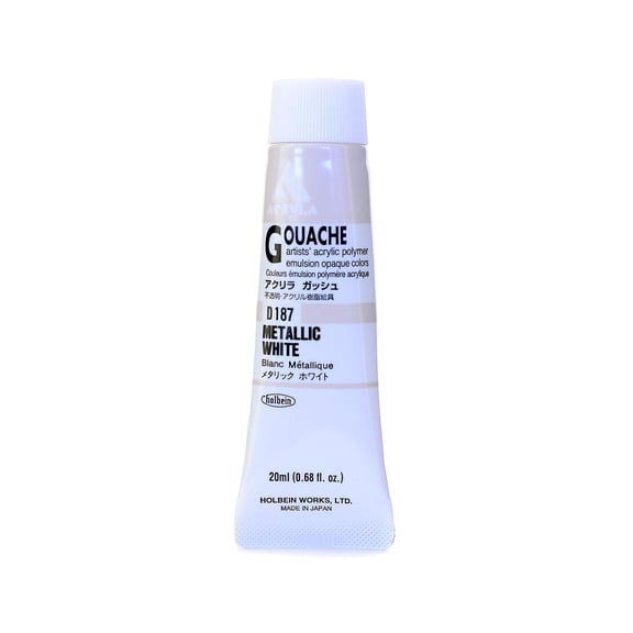 Acryla Gouache 20 ml, metallic white (pack of 2)