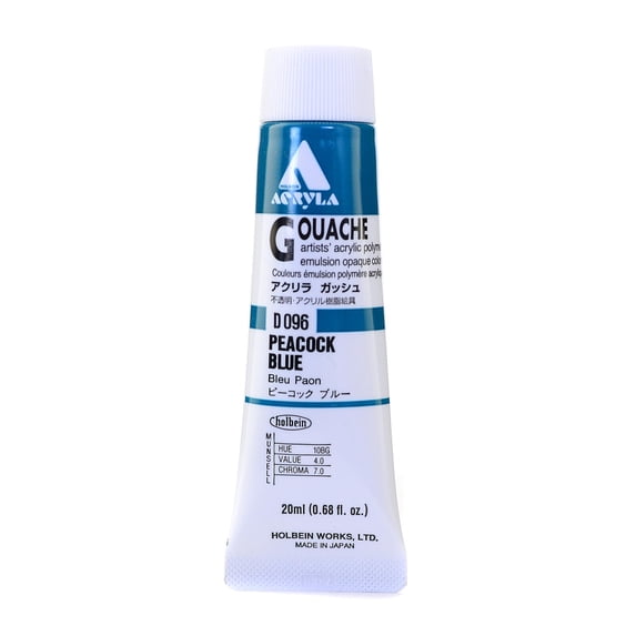 Acryla Gouache 20 ml, peacock blue (pack of 2)