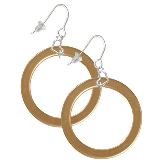 Acrylic 1 1/2" Ring Goldtone Heart French Earrings