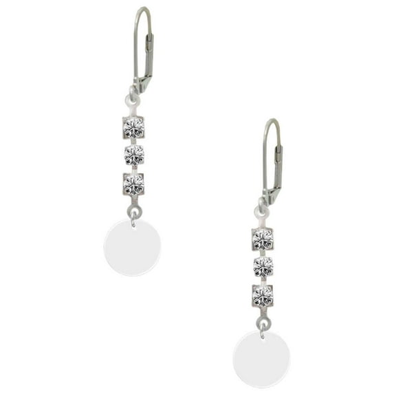 Acrylic 1/2" Disc Imitation Pearl Crystal Madison Leverback Earrings